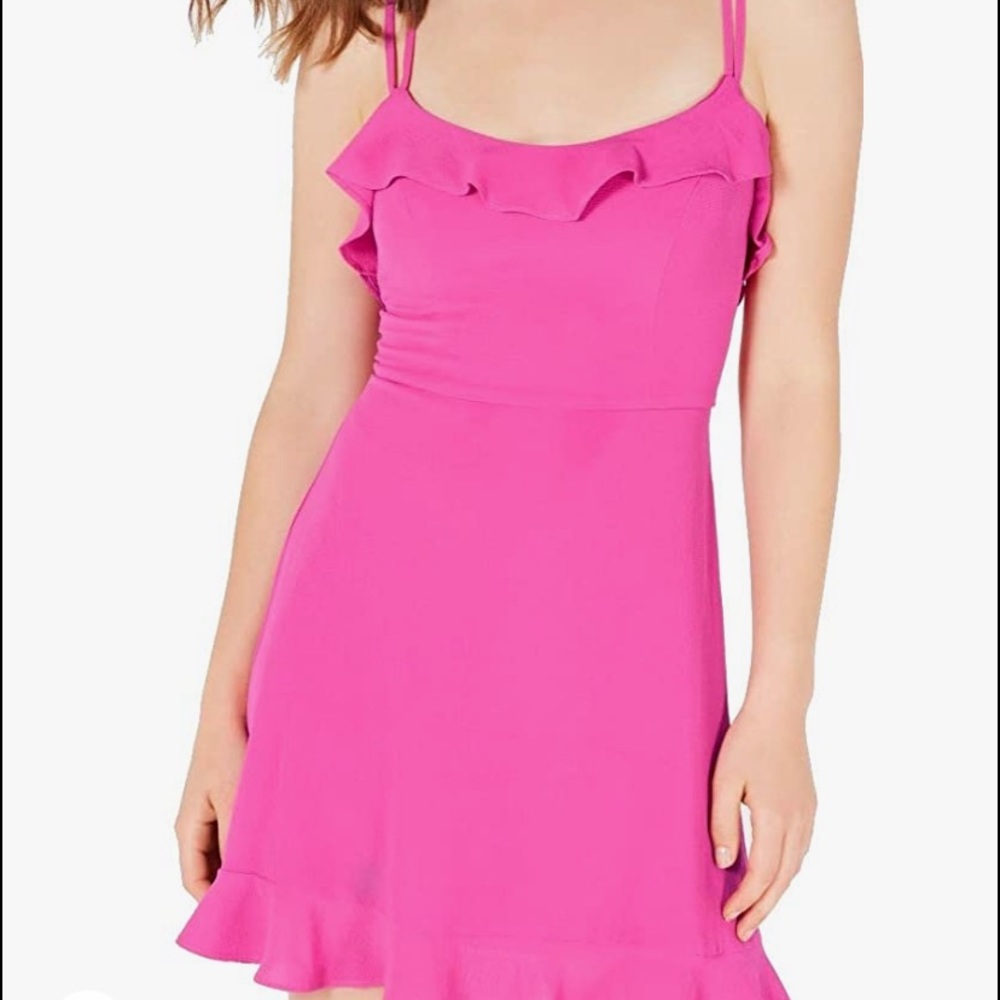 B. Darlin Womens Juniors Sleeveless Ruffle Mini Dress